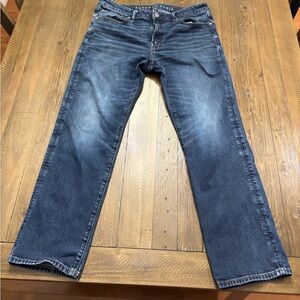 American Eagle Outfitters Airflex+ Dark Blue Straight Leg Jeans